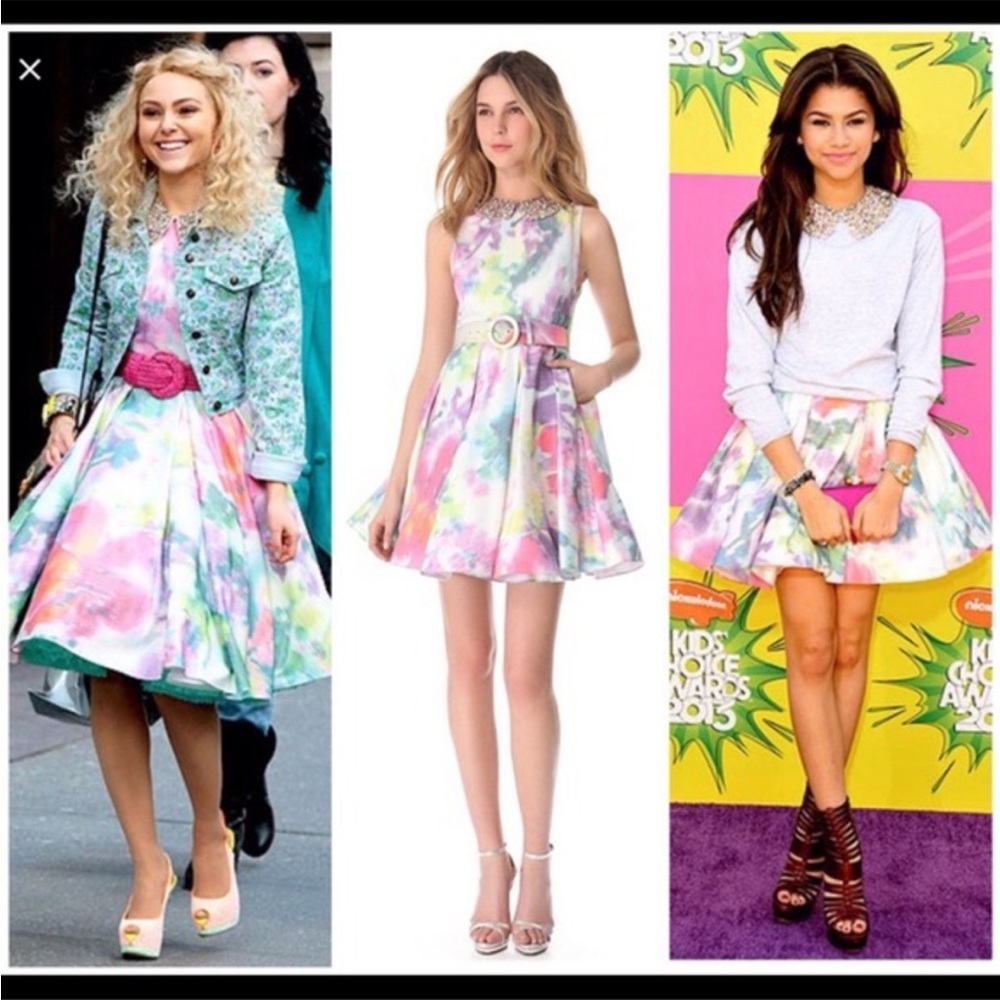 Alice + Olivia Lollie Belted Embellished Collar Dress